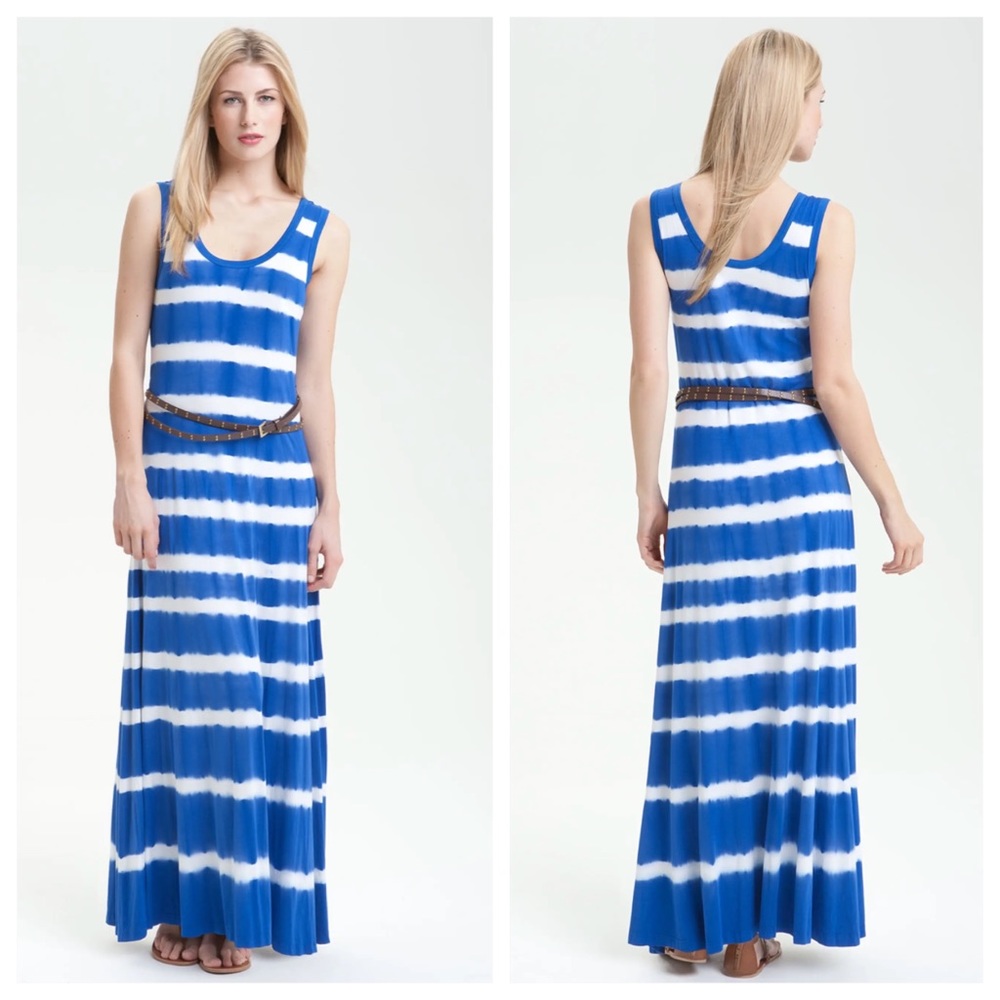 Calvin Klein Blue & White Striped Maxi Dress sz 8